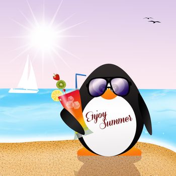 illustration of 








penguin in summer