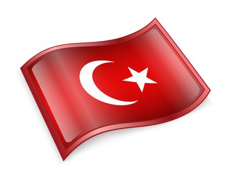 Turkey Flag Icon, isolated on white background.