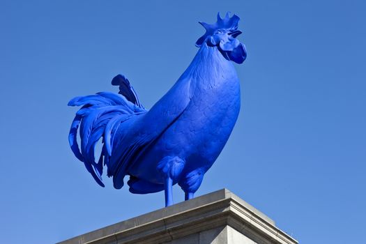 The Blue Cockerel in Trafalgar Square in London.
