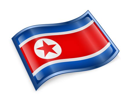 Northern Korea Flag Icon, isolated on white background.