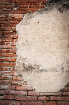Old brick wall fragment texture Ayutthaya,Thailand