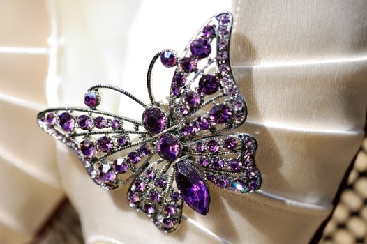 Brides purple butterfly detail on shoe