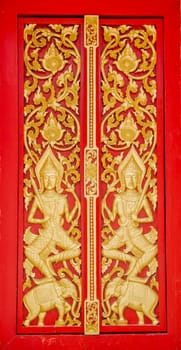 Native Thai style of pattern on door temple