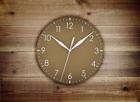 Clock face with figures. The wooden background