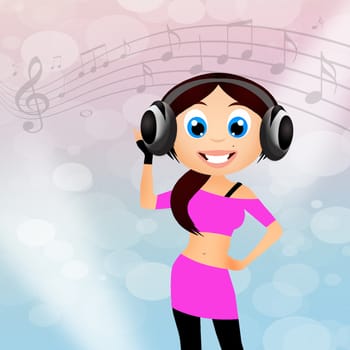 illustration of girl with headphones
