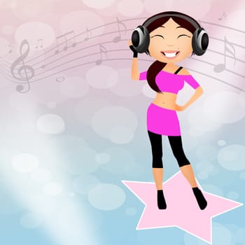 illustration of girl with headphones