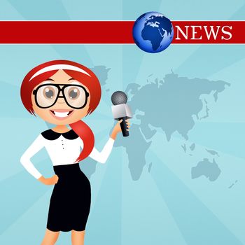 illustration of beautiful reporter girl