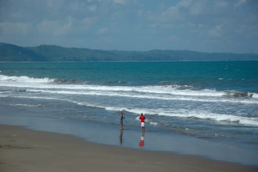 Pangandaran, Indonesia - July 16, 2011: Scenery of Pangandaran beach, West Java-Indonesia.