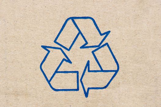 Recycle sign on paper texture.