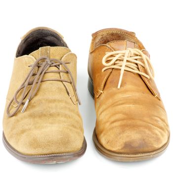 New and Old Men's Beige Chamois Leather Shoes isolated on white background