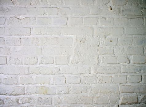 Background of Brick Wall Painted with White Mortar closeup