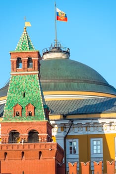 Russian flag on a building in the Kremlin