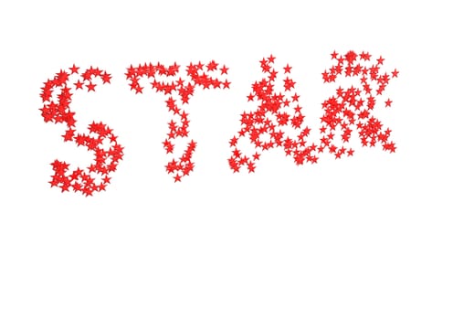 Three-dimensional inscription star made of red stars