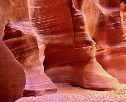 Antelope Canyon and  Navajo Rock Slot Formation.Wave structure generated in sandstone through water errosion in the Anelope Canyon (Navajo Reservation)
