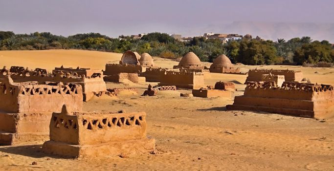 Old part (citadel) of desert town Mut in Dakhla oasis in Egypt, 