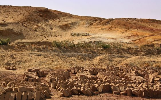 Manufacture of clay bricks near Kharga oasis,Egypt 