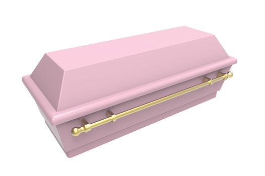 Pink coffin, isolated on white, 3d render
