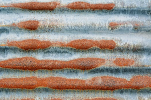Rusty corrugated iron sheet as abstract horizontal background texture