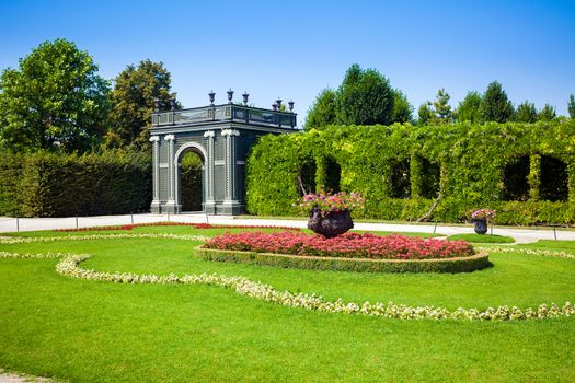 VIENNA, AUSTRIA - AUGUST 4, 2013: Gazebo inside a floral garden on August 4, 2013 in Vienna, Austria.