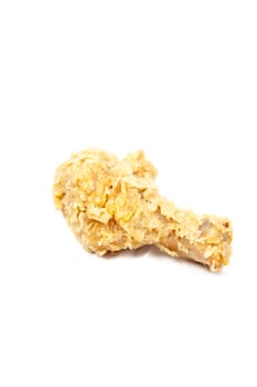 Fried chicken placed on a white background taken in the studio.
