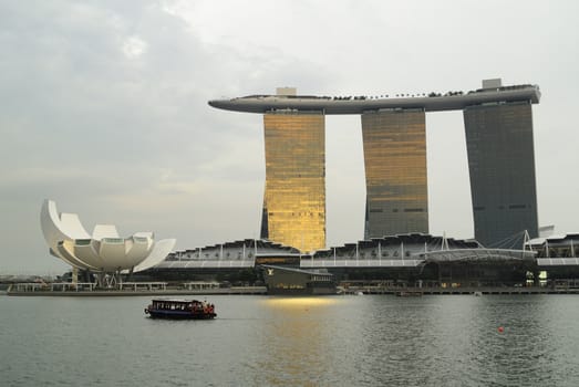 SINGAPORE - APRIL 30: Marina Bay Sands Hotel in day on April 30, 2012 on Singapore. This hotel is billed as the world's most expensive standalone casino property at S$8 billion.