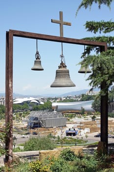 TBILISI, GEORGIA - JUNE 28, 2014: View from the Metechi Church to the Europe Square on June 28, 2014 in Tbilisi, Georgia, East Europe