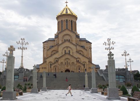 TBILISI, GEORGIA - JUNE 29, 2014: Church Zminda Sameba, the new cathedral of Tbilisi on June 29, 2014 in Georgia, Europe