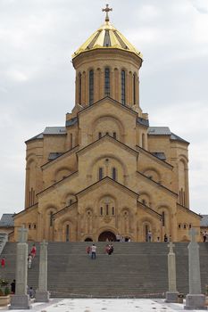 TBILISI, GEORGIA - JUNE 29, 2014: Church Zminda Sameba, the new cathedral of Tbilisi on June 29, 2014 in Georgia, Europe