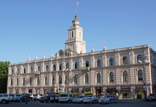 TBILISI, GEORGIA - JULY 11, 2014: Town hall on Liberty Square of Tbilisi on July 11, 2014 in Georgia, East Europe