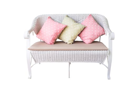sofa furniture weave bamboo chair and pillow on white background