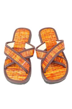 flip flop sandals beach shoes on white background