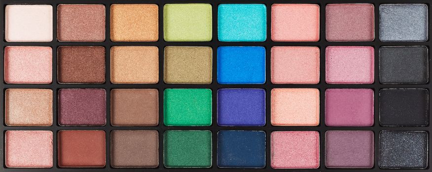 colorful cosmetic eyeshadow palette set and makeup