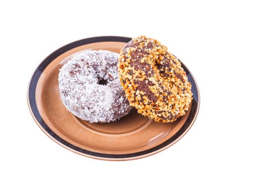 Chocolate Donuts on plate