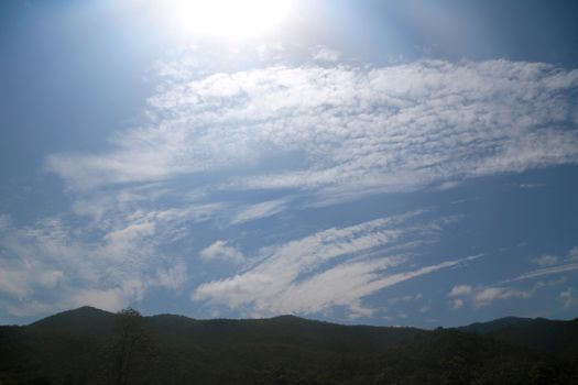 cloud and blue sky with mountain