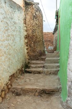 HARAR, ETHIOPIA - JULY 26,2014 - Local residents of Jugol, the fortified historic walled city within Harar, which was included in the World Heritage List for its cultural heritage by UNESCO and considered as the fourth holy city of Islam.