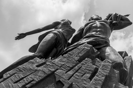 African Renaissance Monument, a 49 meter tall bronze statue of a man, woman and child, in Dakar, Senegal