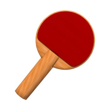 3D digital render of ared paddle for a table tennis game isolated on white background