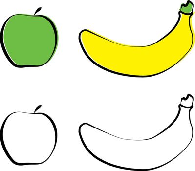 An Illustration of Apple and Banana
