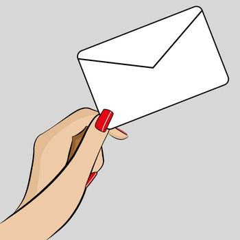 An Illustration of Womans hand holding a business card