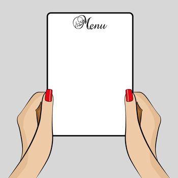 An Illustration of Womans hand holding a business card