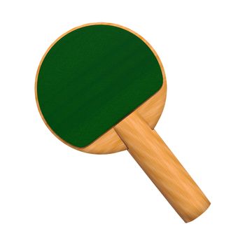 3D digital render of a green paddle for a table tennis game isolated on white background