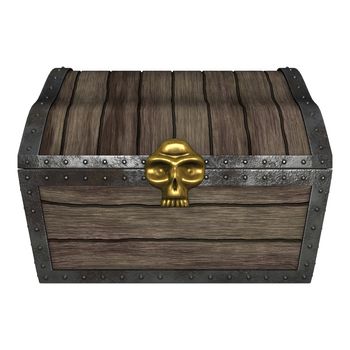 3D digital render of a locked treasure chest isolated on white background