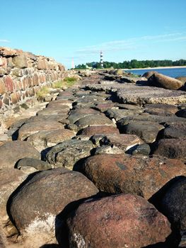 Stone road ruins towards the Baltic sea