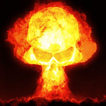 An image of a nuclear bomb with a skull