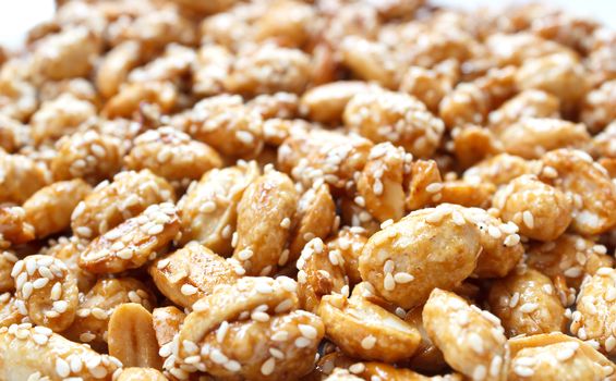 Sweet peanuts with sugar and sesame closeup,this is China's traditional snack