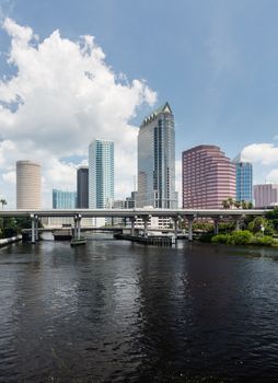 Florida skyline at Tampa taken from Platt Street Bridge in summer during the day