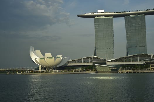 SINGAPORE - APRIL 30: Marina Bay Sands Hotel in day on April 30, 2012 on Singapore. This hotel is billed as the world's most expensive standalone casino property at S$8 billion.