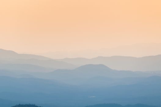 Layer mountains north at sunrise of thailand