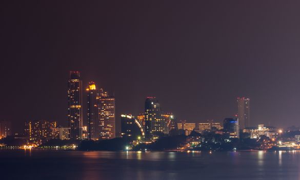 Building skyline at Night Lights, Pattaya City