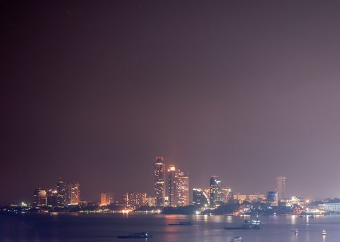 Building skyline at Night Lights, Pattaya City